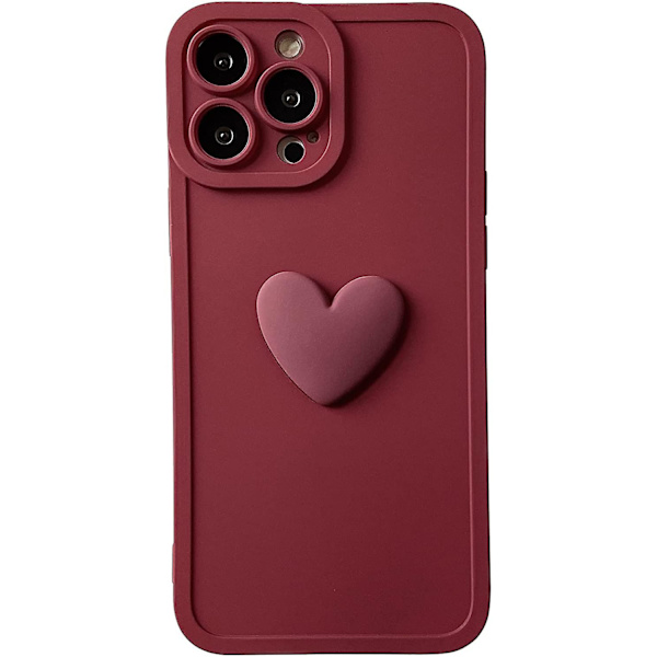 Yhteensopiva IPhonen 13 Pro Max -kotelon kanssa, söpö 3D-sydän, iskunkestävä linssin ja kameran suoja IPhone 13 Pro Max 6,7 tuuman pehmeälle TPU-kotelolle