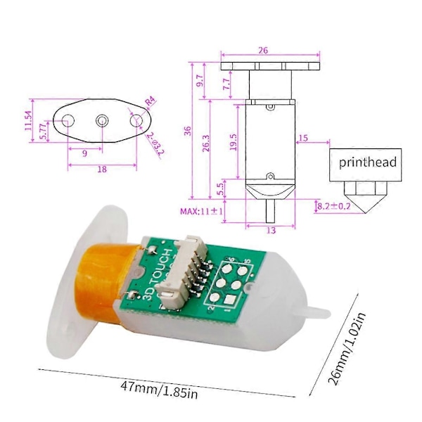 3D Touch-sensor BLTouch Automatisk Sängutjämning Sensor BL Touch För AnetA8 Tevo Reprap MK8 Ender3 Pro 3D-skrivardel