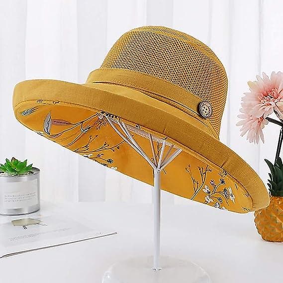 Dame Mesh Solhat Sommer Strand UV Beskyttelse UPF Pakbar Bredbremmet Hakestroppen