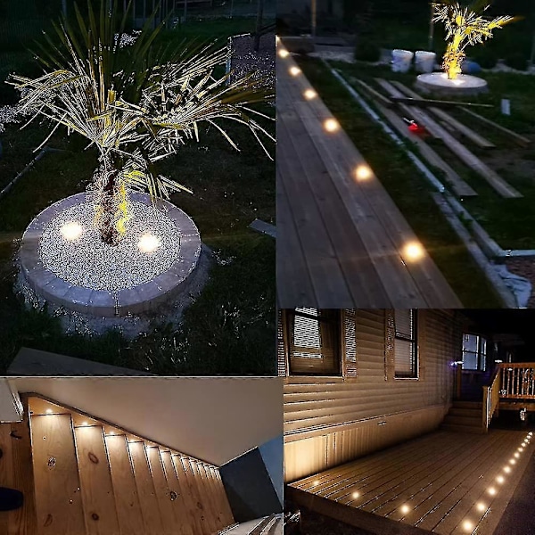 Paket med 16 LED-infällda spotlights för träterrass, vattentät IP67, utomhus infällda spotlights-kit