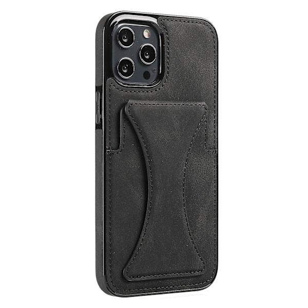iPhone 13 MINI, Wallet Case - Slank Syntetisk Læder Kortætui med Canvas Twill Stil Finish & 2 Kreditkortlommer [Sort]