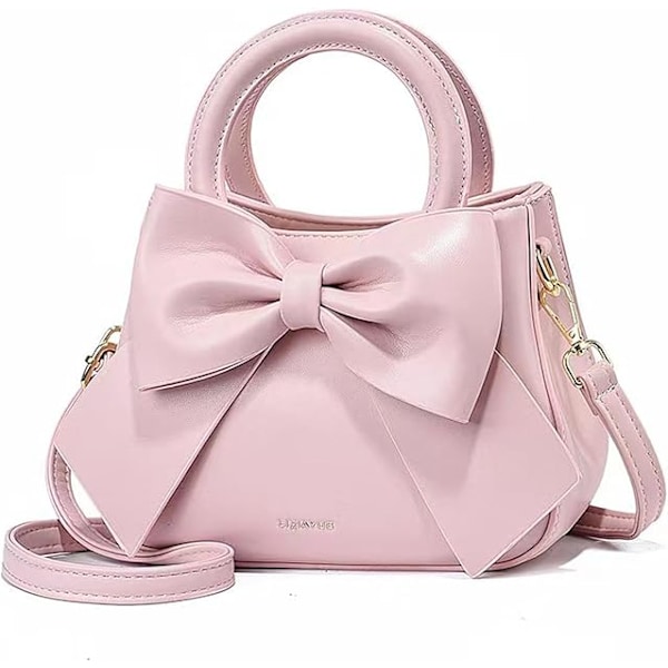 Søt Crossbody Håndveske for Kvinner, Liten Størrelse 22cm x 9cm x 17cm, PU Lær, Topphåndtak, Sløyfe, 4 Rom, 13 Måneders Garanti