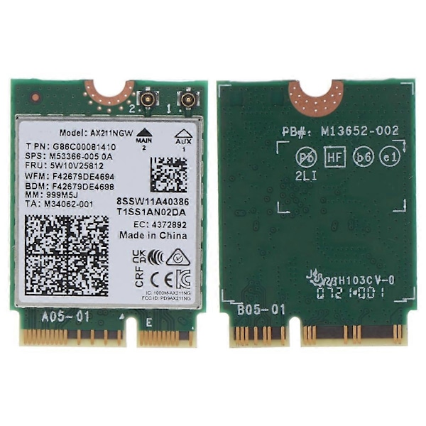 M.2 Key E AX211NGW Wifi Kort Tri-bånd Trådløst WiFi 6E Netværkskort 802.11 Ax BT-kompatibel 5.2 Wifi Kort Windows 10