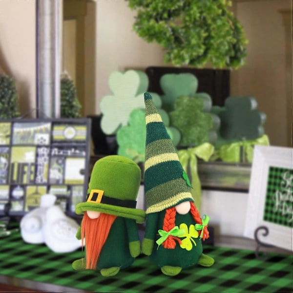 Tomte Plyschdocka Handgjord Irländsk Elf Skandinaviska Hemprydnader Bordsprydnad Grön Leprechaun Klöverfigurer Presenter Dekoration Vårdekoration