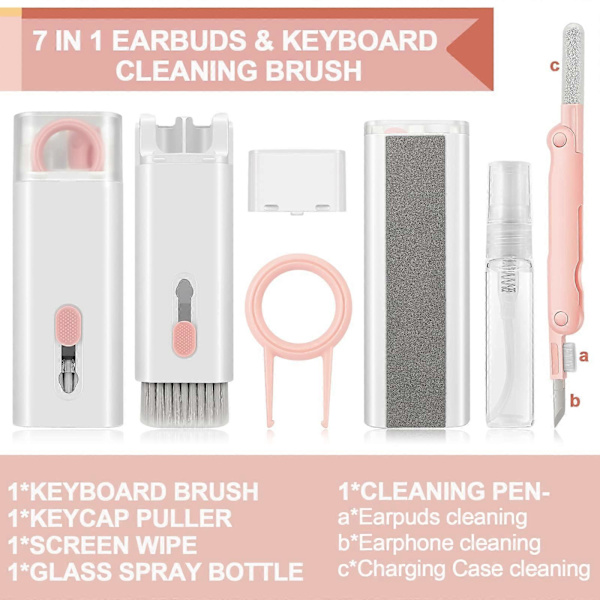 7-i-1 Tangentbordsrengöringsset Airpods Rengöringsset - Hörlursrengöringspenna Trådlöst Bluetooth-headset Laddning