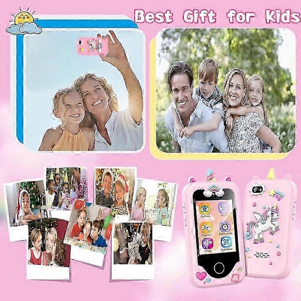 Barnens Smarttelefon Leksaker för Flickor och Pojkar 3-8 År, Småbarns Lärleksak Pink