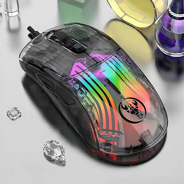 Ergonomisk mus med 7 programmerbara makron, programvarustöd, RGB-inställningar för PC