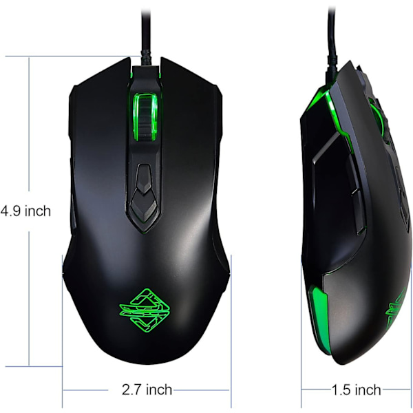 Aj52 Watcher RGB Gaming Mus, Programmerbar 7 Knapper, Ergonomisk LED Baggrundsbelyst USB Gamer Mus Computer Bærbar PC, Til Windows Mac OS Linux, Sort