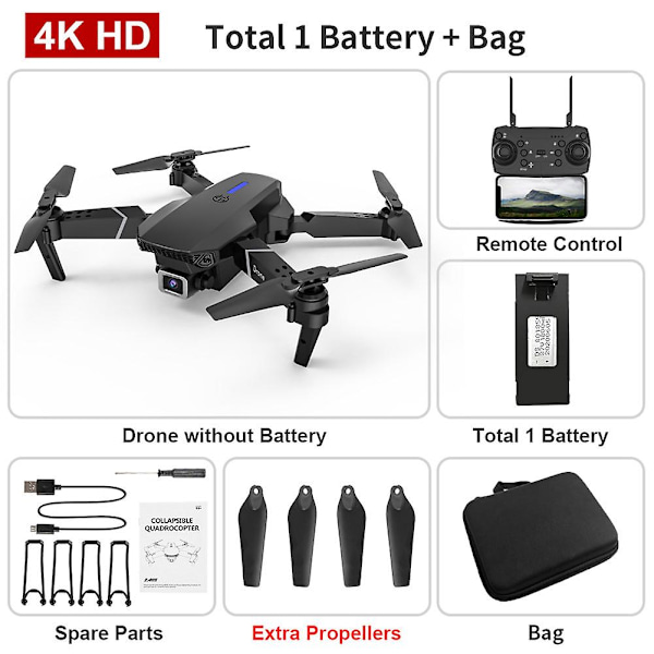 Ny RC Drone 2024 med 4K HD-kamera, WiFi FPV, sammenleggbar quadcopter, 3 batterier, bestselger