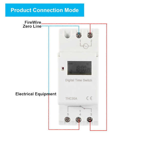THC 30A Digital Timer Switch Programmerbar Elektronisk Tidskontrolswitch (220V)