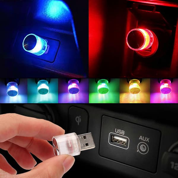 USB LED Stemningslys til Bilens Indvendige Stikkontakt - Dekorationslampe til Bilcomputer