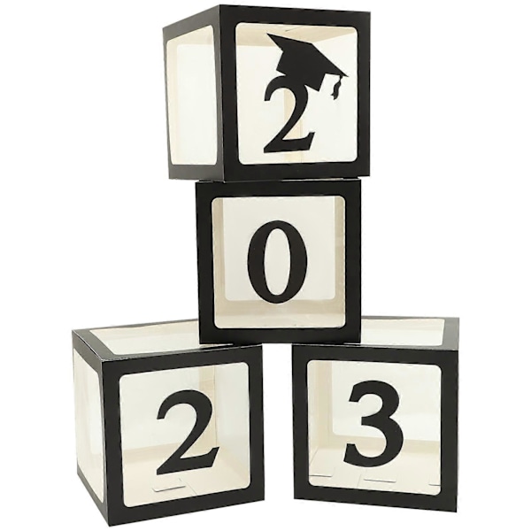 4 stk Sorte Dekorative Graduation Ballon Kuber Ballonbokse Graduation 2023 Graduation Ornament
