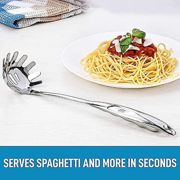 Jinyi Kit Pastaske - Rustfrit Stål Spaghetti Server Med Ergonomisk Håndtag (2 stk, Sølv)