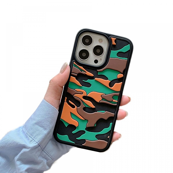bavurmak Klf iPhone XR, Kamuflage Ultra Blød Stødabsorberende TPU Bumper Trendy Anti-Drop Beskyttelsesetui iPhone XR - Grøn Orange