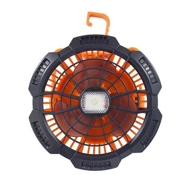 Camping Fan med LED-lampe, Bærbar Teltsblæser, Stille, 5200mah USB
