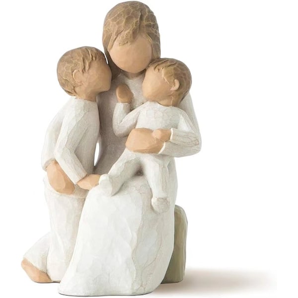 Statue av mor som holder baby, hjemmedekorasjon til soverom og skrivebord, liten resin-pynt, gave