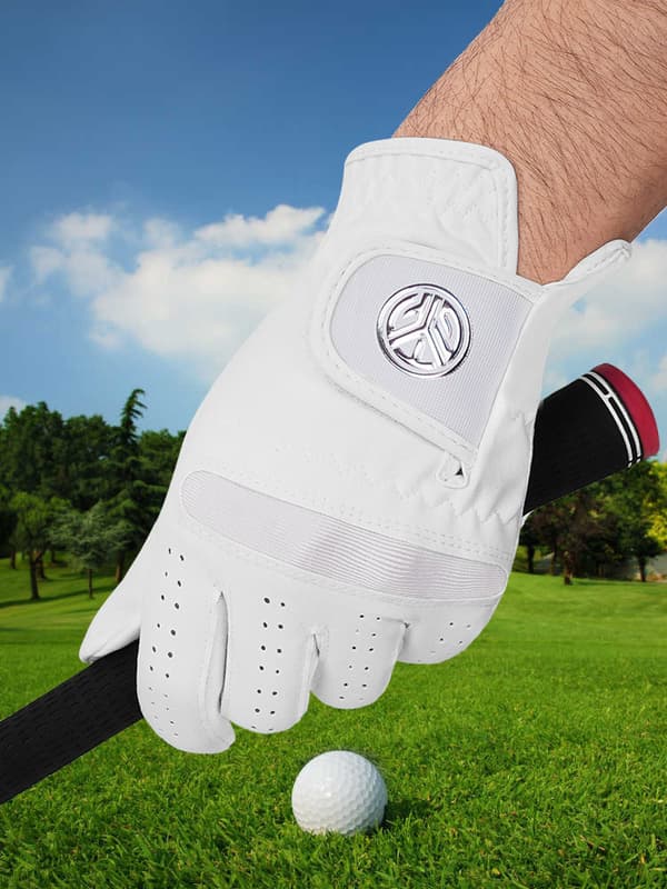 Herregolfhandsker, enkeltstykke, lavet af mikrofiberstof, komfortable, åndbare, holdbare og vaskbare. white