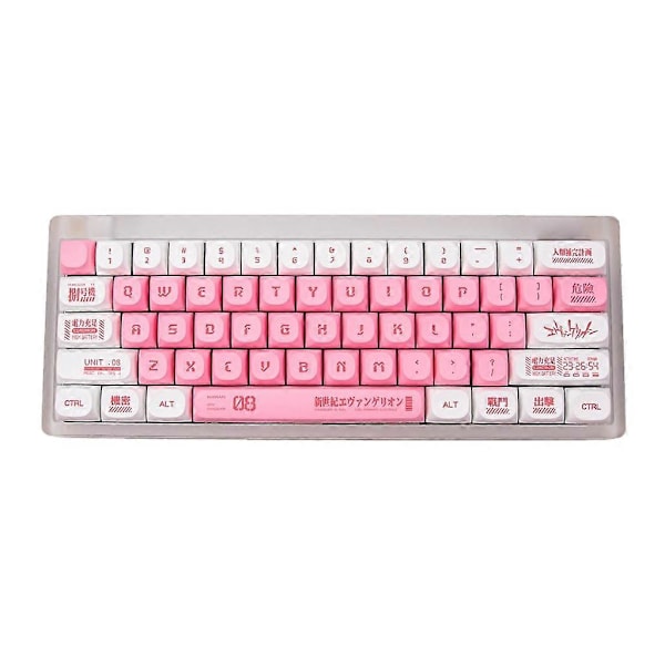 126 Tangenter EVANGELION-08 Tangentmössor EVA 08 MA Profil PBT Färg-Sublimerad Rosa Tangentmössor för MX-Switch Mekaniskt Tangentbord Tangentmössa DIY