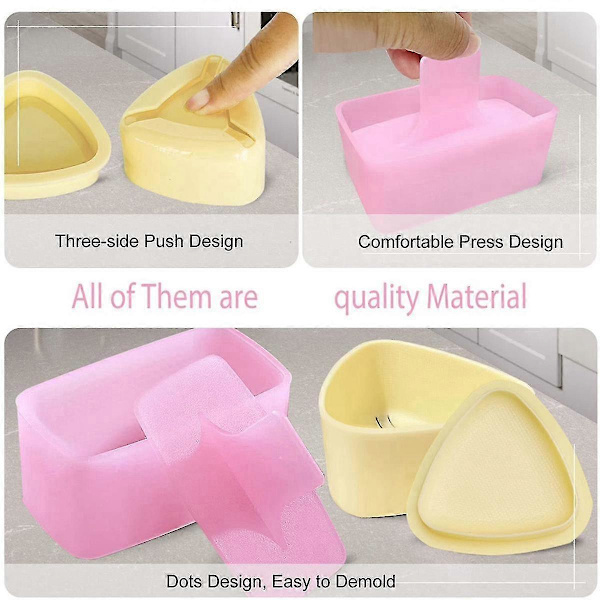 Onigiri-form, 3-pakks risform Musubi-makersett, Makerpresse, Klassisk trekant risballmaker Sush