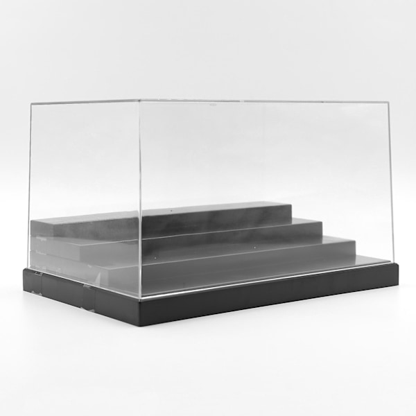 Dammsäker 4-stegs Displaybox i Akryl med Svart Bas, Passar Animefigurer, Dockor, Byggklossar, Modellvisning B