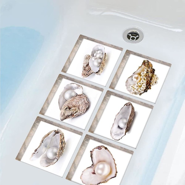 Dolphin Pattern Bath Treads Sticker Safety Non Slip Bath Tub Tattoos Tub Stickers Tub Decals Bathtub Mural Tub Appliques 6 Pcs 5.9" X 5.9" (pearl Shel