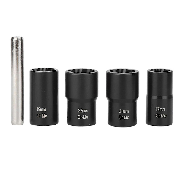 5-delt sett med vri-sokker for låsemuttere, bolter og tappfjerning 17mm 19mm 21mm 22mm Sokkel