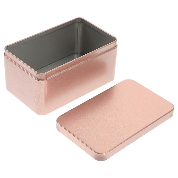 Rektangulär Tennplåtburk Mini Bärbar Te-blad Förvaringsbehållare Godisarrangör Hemförvaringslåda - 13x8x6cm (Guld)