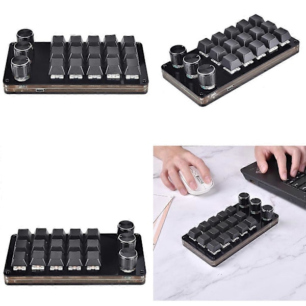 15 Makron Ohjelmoitava Pienikokoinen Mekaniikka Pelikäyttöinen Makro-näppäimistö 3 Nuppia KeyPad Hot Swap Pelikäyttöinen Näppäimistö