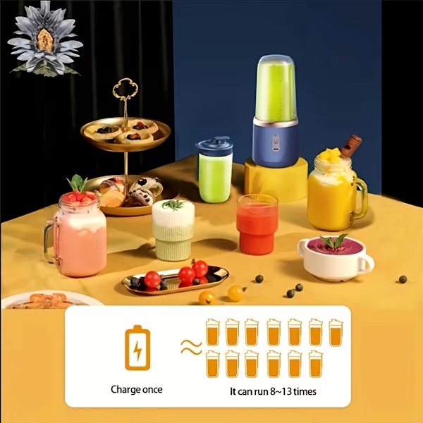 Elektrisk bärbar fruktmixer med dubbelkopp för smoothies och smoothietillverkning, assistent för köket för att göra juice hemma