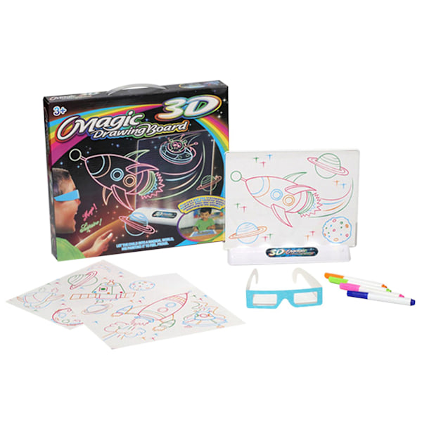 Magisk 3D Tegnebræt med Pen Sketchpad Tablet Lyseffekter Puslespil Bræt Børnegaver LED Lys Glød Kunst Tegne Legetøj