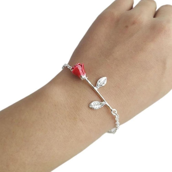 Rød Rose Armbånd Simuleret Blomst Serie Armbånd Valentinsdag Gave Kreativ Rose Blomst Armbånd Gave til Kærlighed