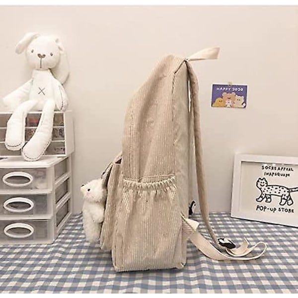 Musta työkalulaukku, Kawaii-samettireppu söpöllä karhupendentillä, vintage-laukku tytölle, koululaukku, satselikassi, kannettava tietokoneen laukku