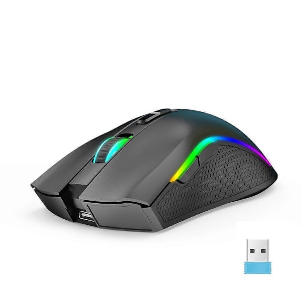 2,4G Spillmus 4800DPI USB Trådløs Optisk Datamus med RGB Bakgrunnsbelysning