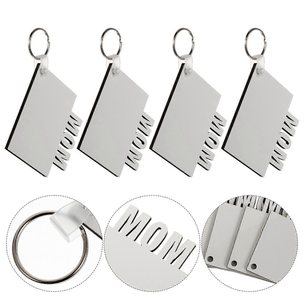 8 stk Metall Nøkkelring Nøkkelkjeder Blanker Bulk Hjerte Blanke Etiketter Sublimering Henger Nøkkelring DIY Blank Nøkkelring