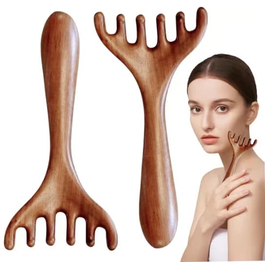 Massagekam, grov sandeltræskam, til hovedmassageterapi, fremmer blodcirkulationen, lindrer stress, 3pcs