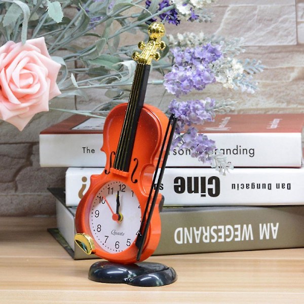 SAYTAY Sovrumsväckarklocka, Mini Violin Väckarklocka, Student Heminredning Skrivbords Klocka