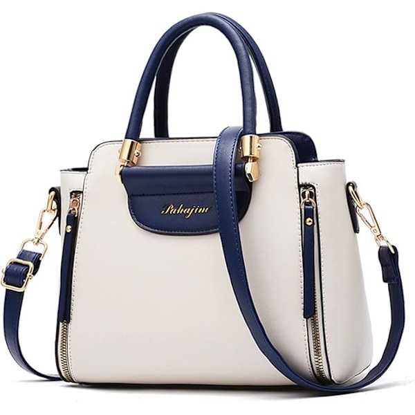 Dame Top Handle Taske Elegant Tote Taske Kontrastfarve Skuldertaske PU Læder Lille Crossbody Taske Casual Hverdags Skuldertaske