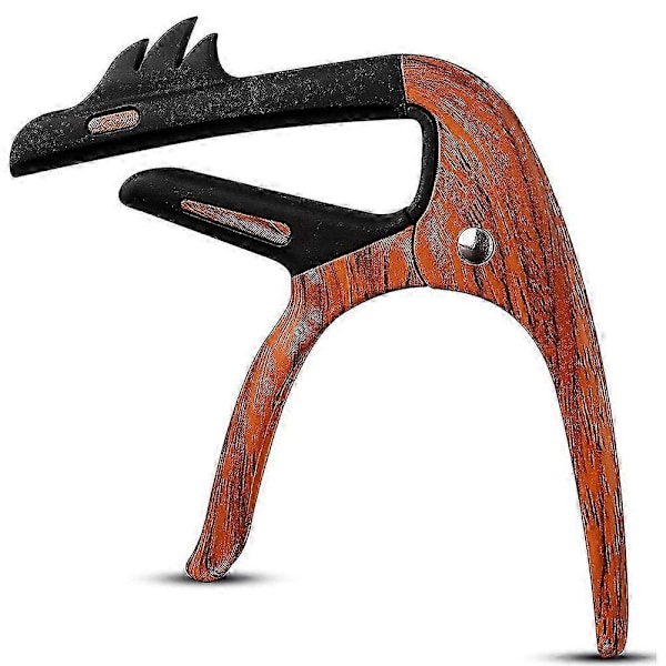 Gitarrkapo med plektrumhållare för akustisk gitarr, elgitarr, gitarrkapo och 3 plektrum, zinklegering, träkorn