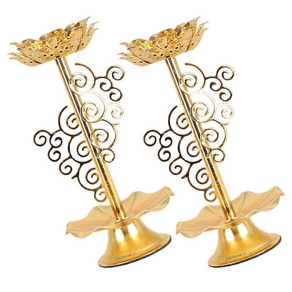 2 st Lotusformad Buddhistisk Ljusstake Skrivbordsljusstake Smörlampahållare