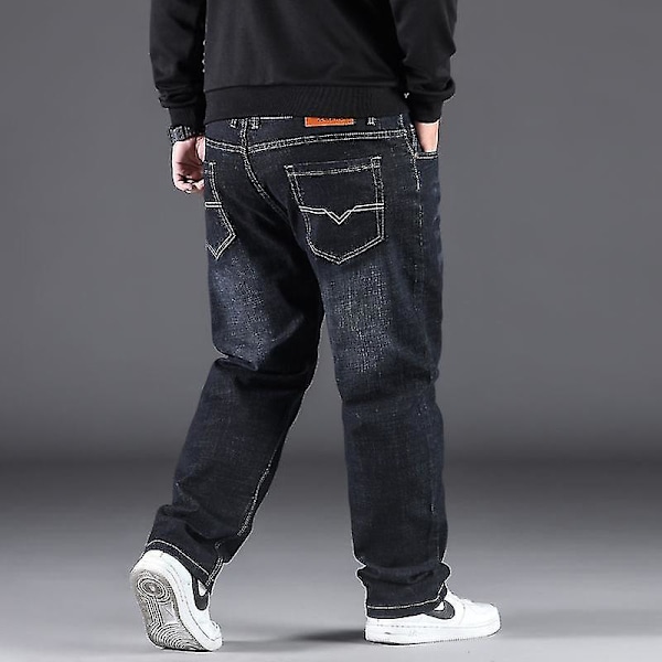 Jwl - Oversized Svarta Jeans Herr Plus Size Denim Byxor Man Makelig Lösa Byxor Herr Streetwear Baggy Jeans Casual Byxor