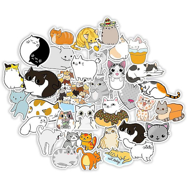 Katte Stickers 50 Stk Vinyl Vandtætte Søde Kat Sticker Pakke Til Vandflaske Laptop Guitar Skateboard Bil Cykel Motorcykel Hydro Flask Kuffert Bagage Fo