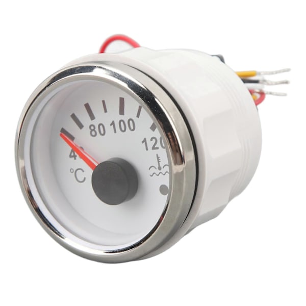 52MM Vandtemperaturmåler 40 til 120C DC9 til 32V Pegemåler Vandtemperaturmåler med Baggrundsbelysning til Campingvogne, Yachter, Fiskekuttere Hvid Skive Sølvramme