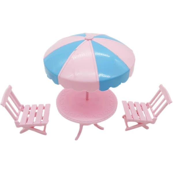 1 Set Dockhusbord och Stol Mini Strandstol Bord Set Plast Dockhus Layout Dekoration