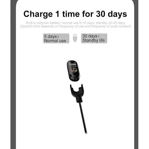 Beskedpåmindelse Smart Armbånd M4 Sundhed Fitness Armbånd Blødt Tfu Armbånd Trinteller Sportsarmbånd Ip67 Vandafvisende Armbånd