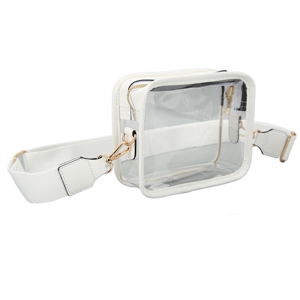 Transparent Axelväska PVC Dragkedja Vattentät Stadiongodkänd Tote Bag Gym Shopping Vit
