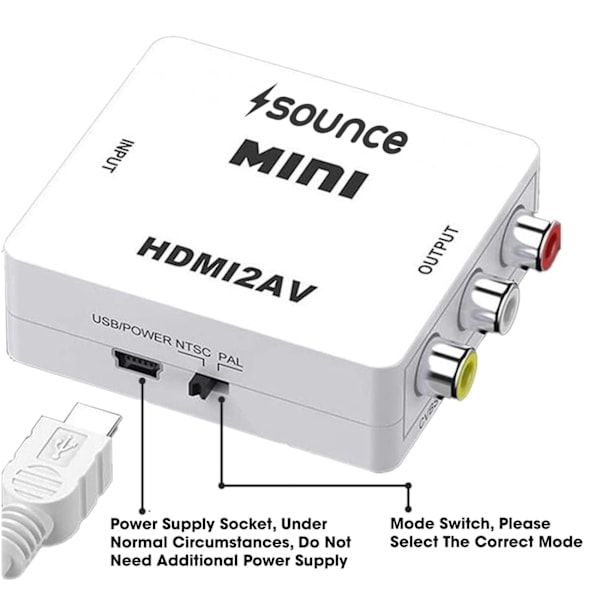 HDMI till AV/RCA 1080P Signalomvandlare Universal Svart