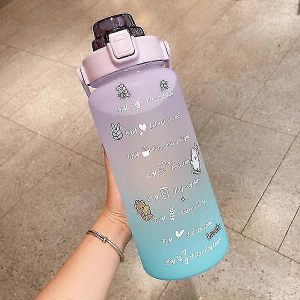 70oz Sportflaska med Tidmarkering 2000ml Skala Vattenflaska med Vikbart Lock