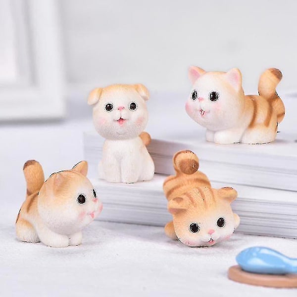 10 st Söta Mini Katt Djur Akvarium Stol Modell Figuriner Fe-trädgård Ornament