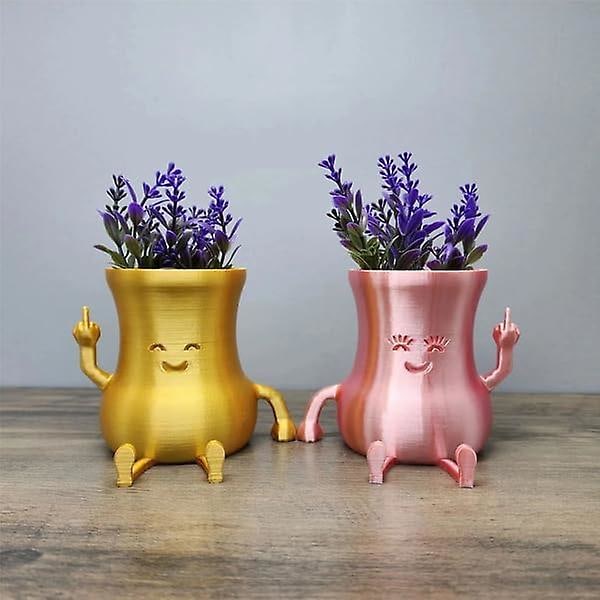 Fræk Midterfinger Sukkulent Plantepotte, Sjov Plantepotte med Midterfingre Oppe, Sjov Plantepotte Ansigt Vase, Nyhedsplanter Holder Små Planter