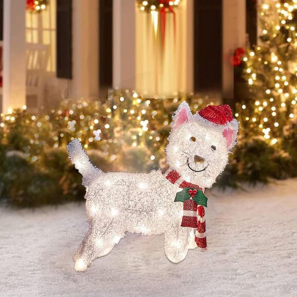 Udendørs Julebelysning Westie Hundefigur Havedekoration